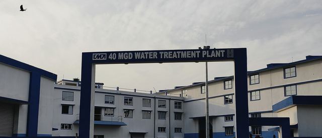 A municipal water treatment plant